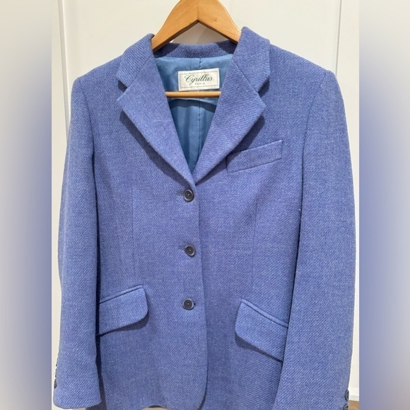 CYRILLIS Paris 100% wool fitted blazer blue size 8 C3 preppy academia - Picture 8 of 13